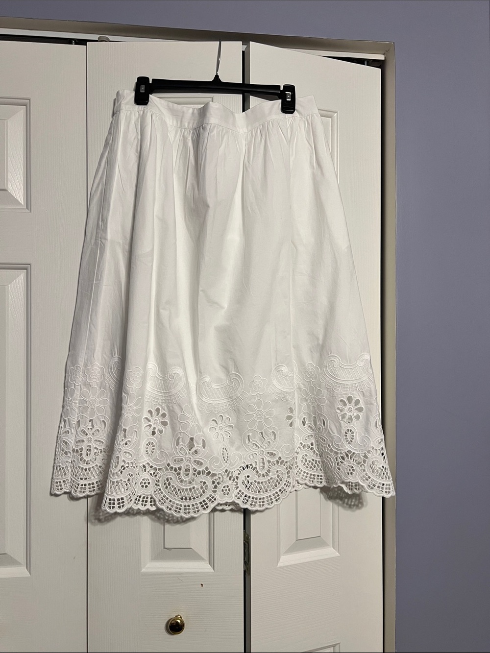 Talbots White A-Line Eyelet Hem Skirt